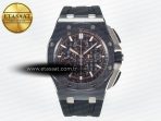 Royal Oak Offshore 44mm Black Ceramic TKF 1:1 Best Edition Black Dial on Black Rubber Strap A3126 - Görsel 3