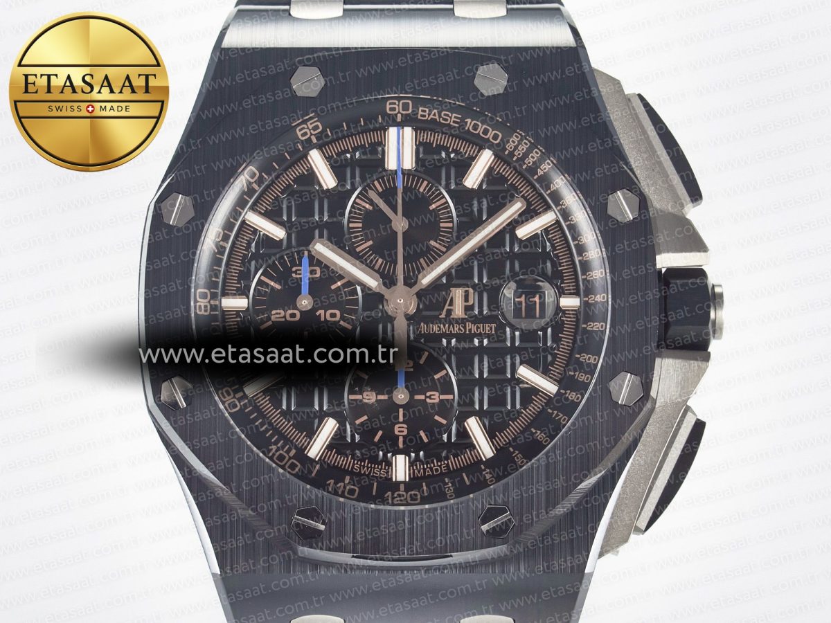 Royal Oak Offshore 44mm Black Ceramic TKF 1:1 Best Edition Black Dial on Black Rubber Strap A3126 - Görsel 4