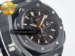 Royal Oak Offshore 44mm Black Ceramic TKF 1:1 Best Edition Black Dial on Black Rubber Strap A3126 - Görsel 5