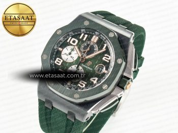 Royal Oak Offshore 44mm Black Ceramic TKF 1:1 Best Edition Green Dial on Green Rubber Strap A3126