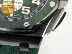 Royal Oak Offshore 44mm Black Ceramic TKF 1:1 Best Edition Green Dial on Green Rubber Strap A3126 - Görsel 14