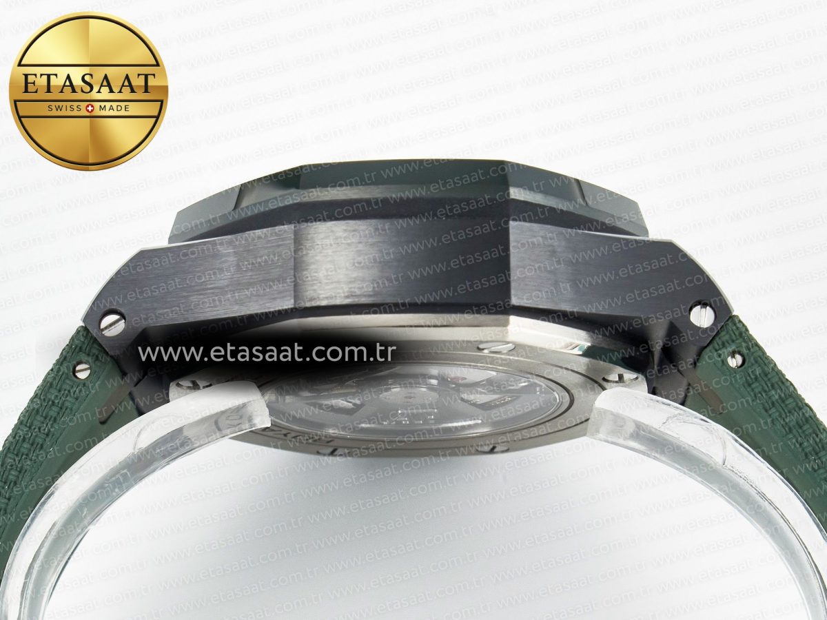 Royal Oak Offshore 44mm Black Ceramic TKF 1:1 Best Edition Green Dial on Green Rubber Strap A3126 - Görsel 15