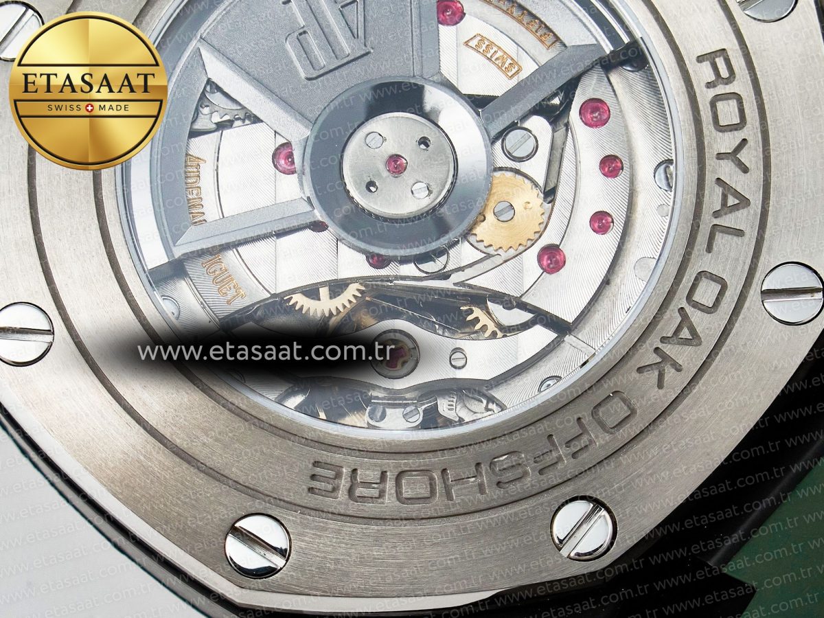 Royal Oak Offshore 44mm Black Ceramic TKF 1:1 Best Edition Green Dial on Green Rubber Strap A3126 - Görsel 21
