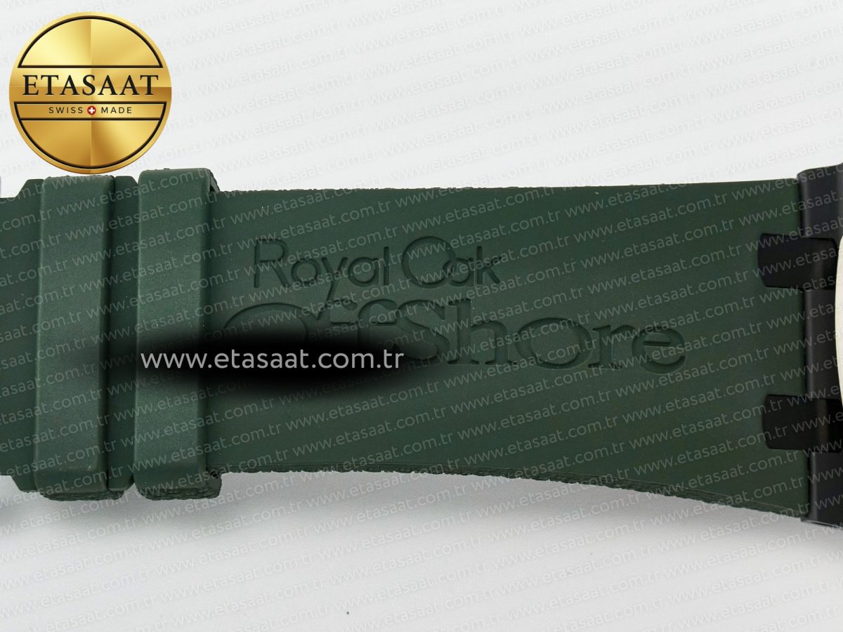 Royal Oak Offshore 44mm Black Ceramic TKF 1:1 Best Edition Green Dial on Green Rubber Strap A3126 - Görsel 25