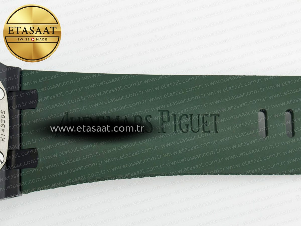 Royal Oak Offshore 44mm Black Ceramic TKF 1:1 Best Edition Green Dial on Green Rubber Strap A3126 - Görsel 26