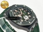 Royal Oak Offshore 44mm Black Ceramic TKF 1:1 Best Edition Green Dial on Green Rubber Strap A3126 - Görsel 7