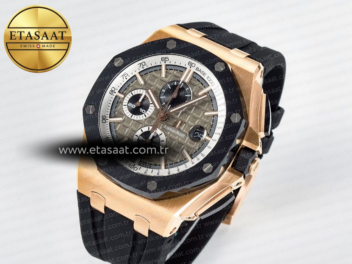 Royal Oak Offshore 44mm RG TKF 1:1 Best Edition Gray Dial on Black Rubber Strap A3126 - Görsel 1