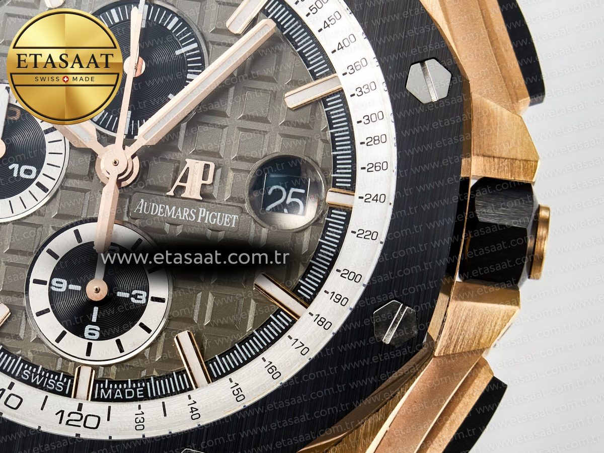 Royal Oak Offshore 44mm RG TKF 1:1 Best Edition Gray Dial on Black Rubber Strap A3126 - Görsel 12