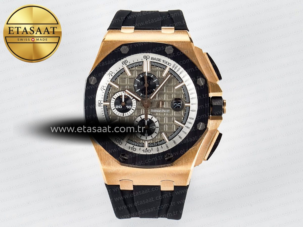 Royal Oak Offshore 44mm RG TKF 1:1 Best Edition Gray Dial on Black Rubber Strap A3126 - Görsel 3