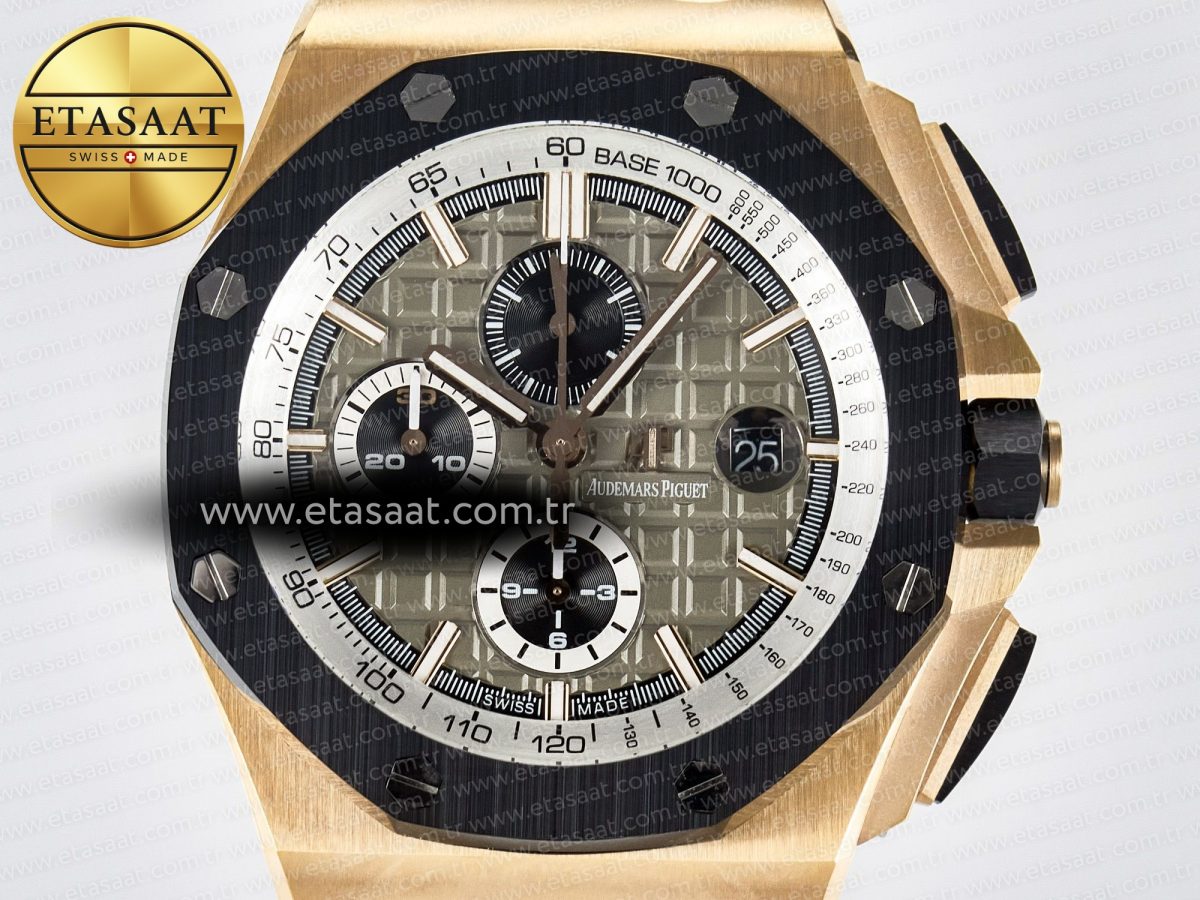 Royal Oak Offshore 44mm RG TKF 1:1 Best Edition Gray Dial on Black Rubber Strap A3126 - Görsel 4