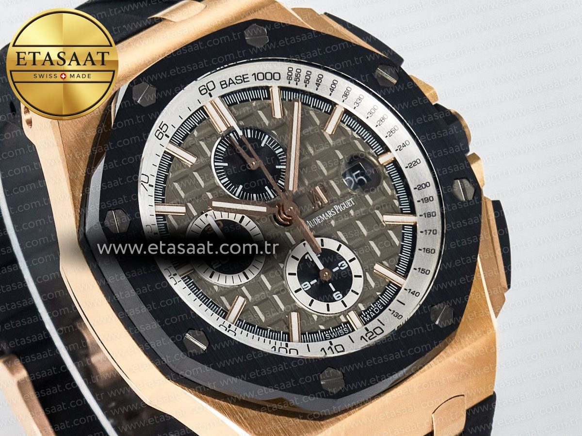 Royal Oak Offshore 44mm RG TKF 1:1 Best Edition Gray Dial on Black Rubber Strap A3126 - Görsel 5