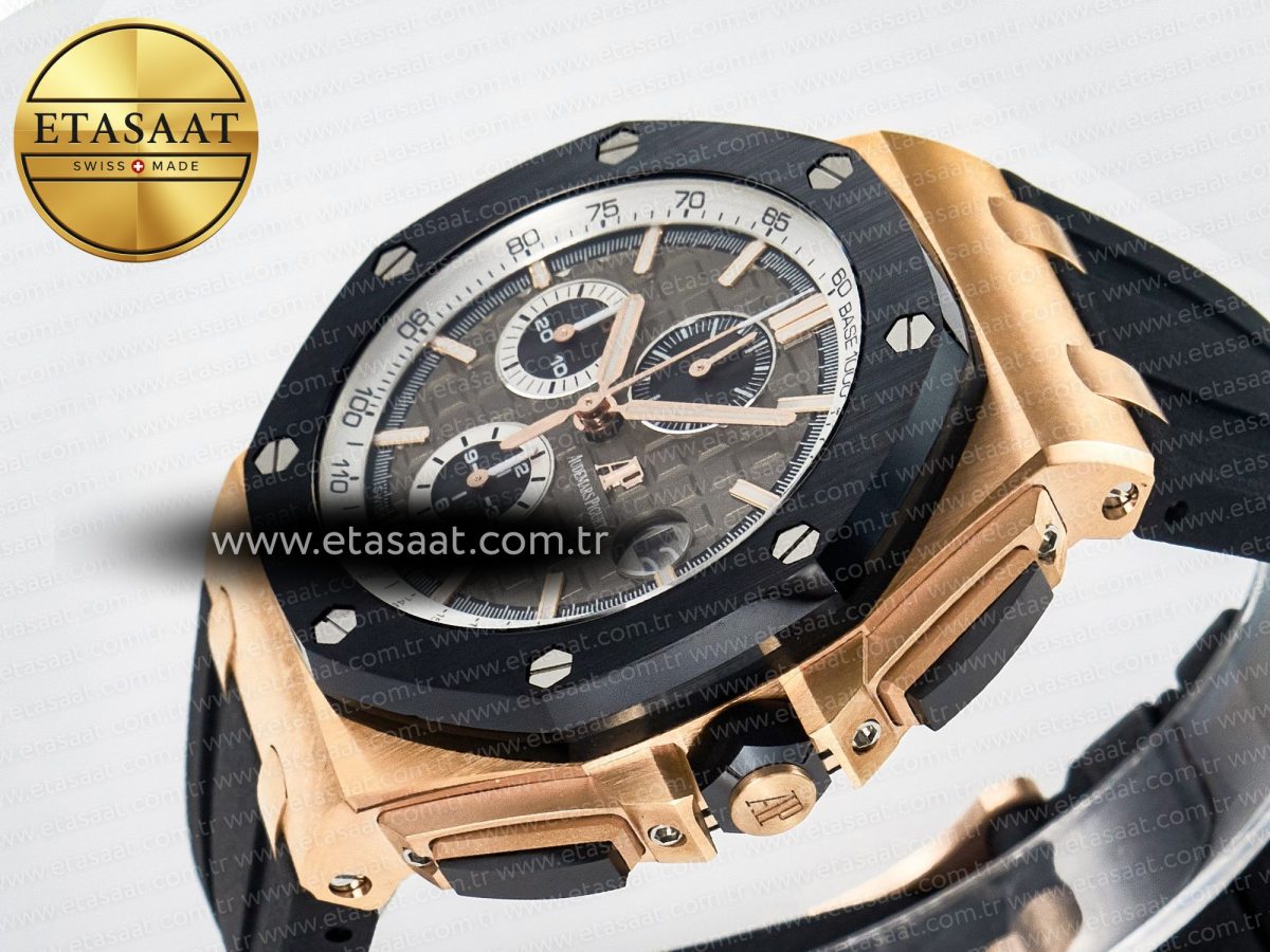 Royal Oak Offshore 44mm RG TKF 1:1 Best Edition Gray Dial on Black Rubber Strap A3126 - Görsel 6