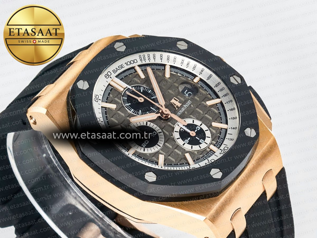 Royal Oak Offshore 44mm RG TKF 1:1 Best Edition Gray Dial on Black Rubber Strap A3126 - Görsel 7