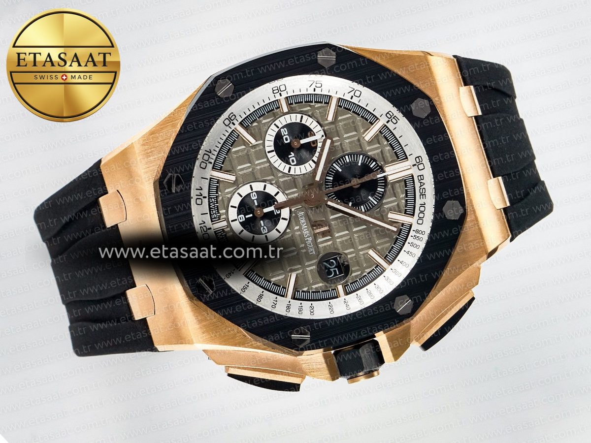 Royal Oak Offshore 44mm RG TKF 1:1 Best Edition Gray Dial on Black Rubber Strap A3126 - Görsel 8