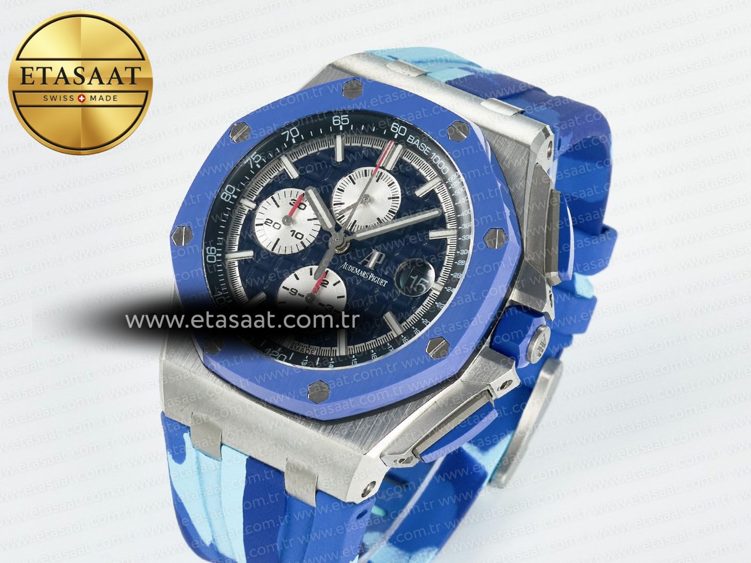 Royal Oak Offshore 44mm SS TKF 1:1 Best Edition Blue Dial on Blue Camou Rubber Strap A3126 - Görsel 1