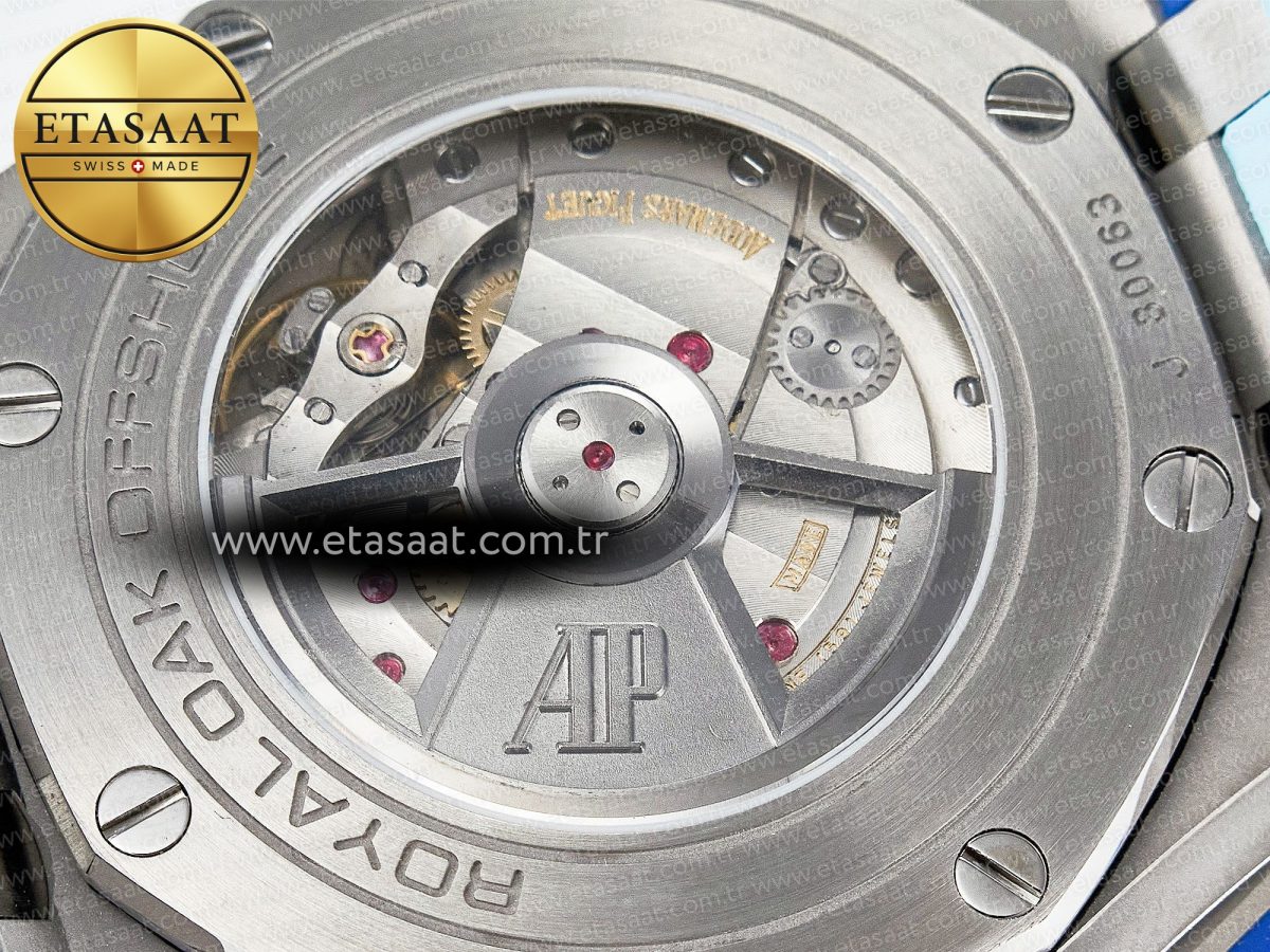 Royal Oak Offshore 44mm SS TKF 1:1 Best Edition Blue Dial on Blue Camou Rubber Strap A3126 - Görsel 20