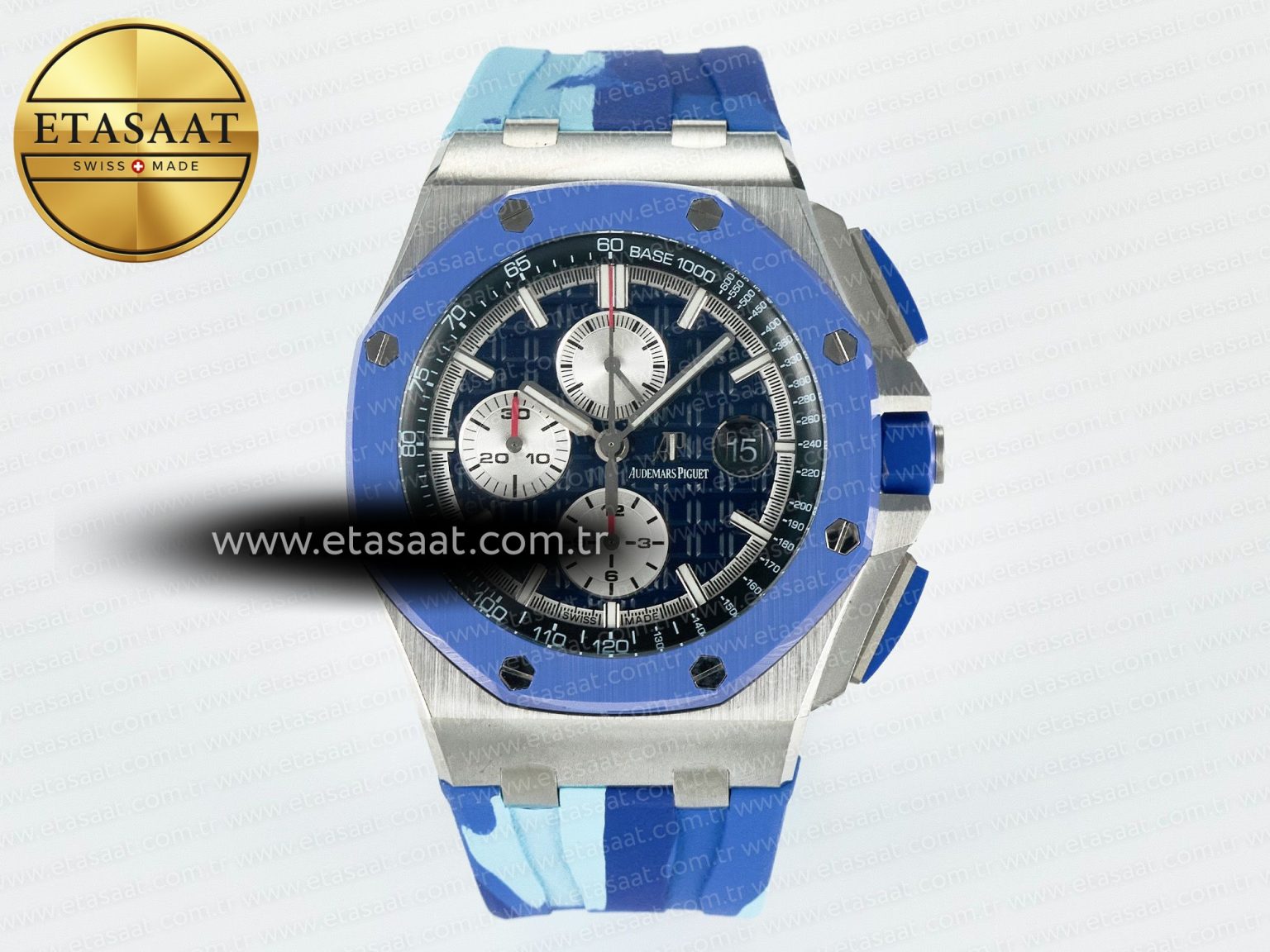 Royal Oak Offshore 44mm SS TKF 1:1 Best Edition Blue Dial on Blue Camou Rubber Strap A3126 - Görsel 3