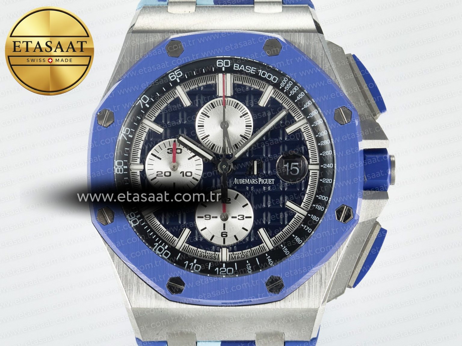 Royal Oak Offshore 44mm SS TKF 1:1 Best Edition Blue Dial on Blue Camou Rubber Strap A3126 - Görsel 4