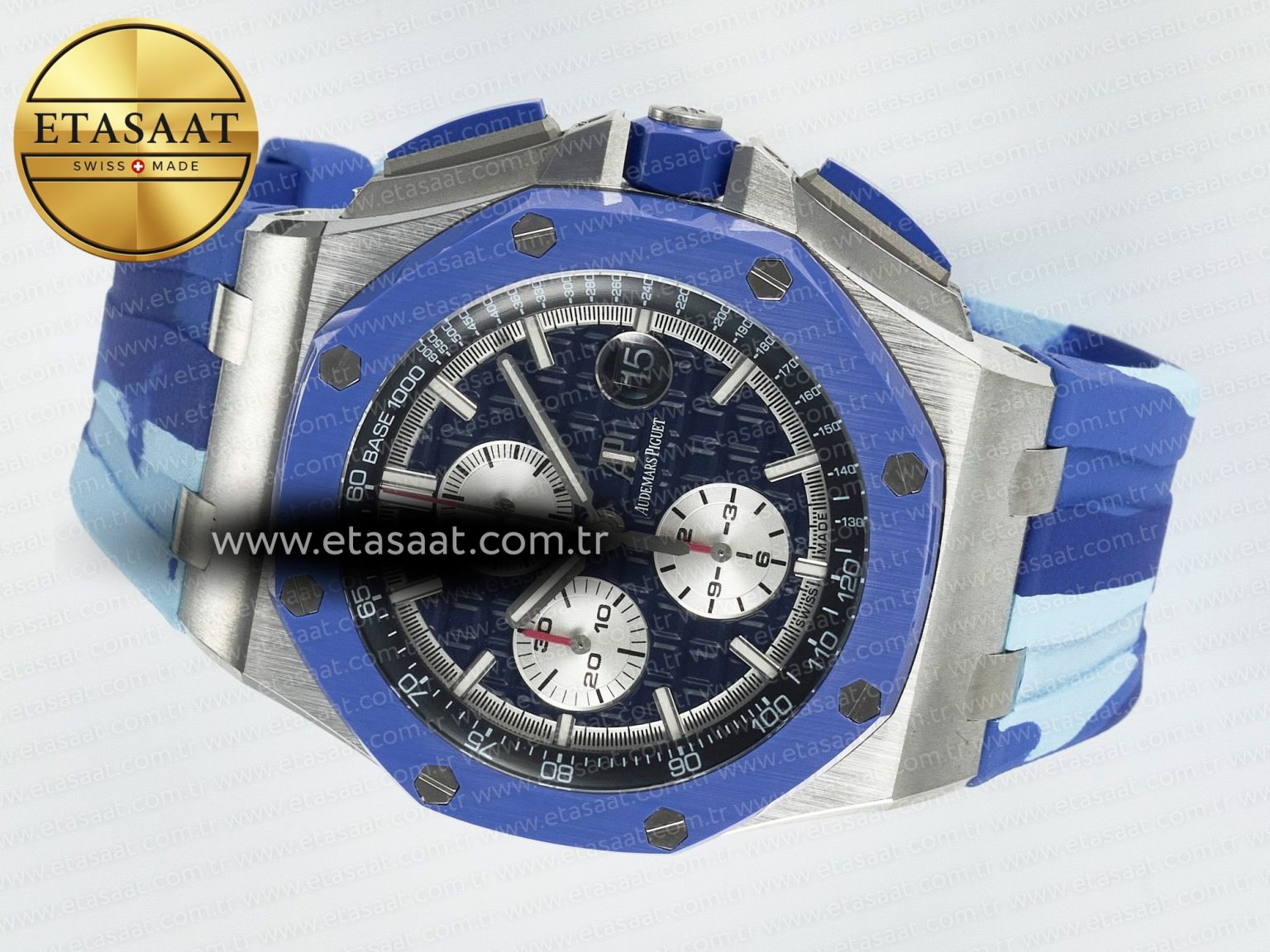 Royal Oak Offshore 44mm SS TKF 1:1 Best Edition Blue Dial on Blue Camou Rubber Strap A3126 - Görsel 9