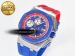 Royal Oak Offshore 44mm SS TKF 1:1 Best Edition Blue/Red Dial on Blue/Red Rubber Strap A3126