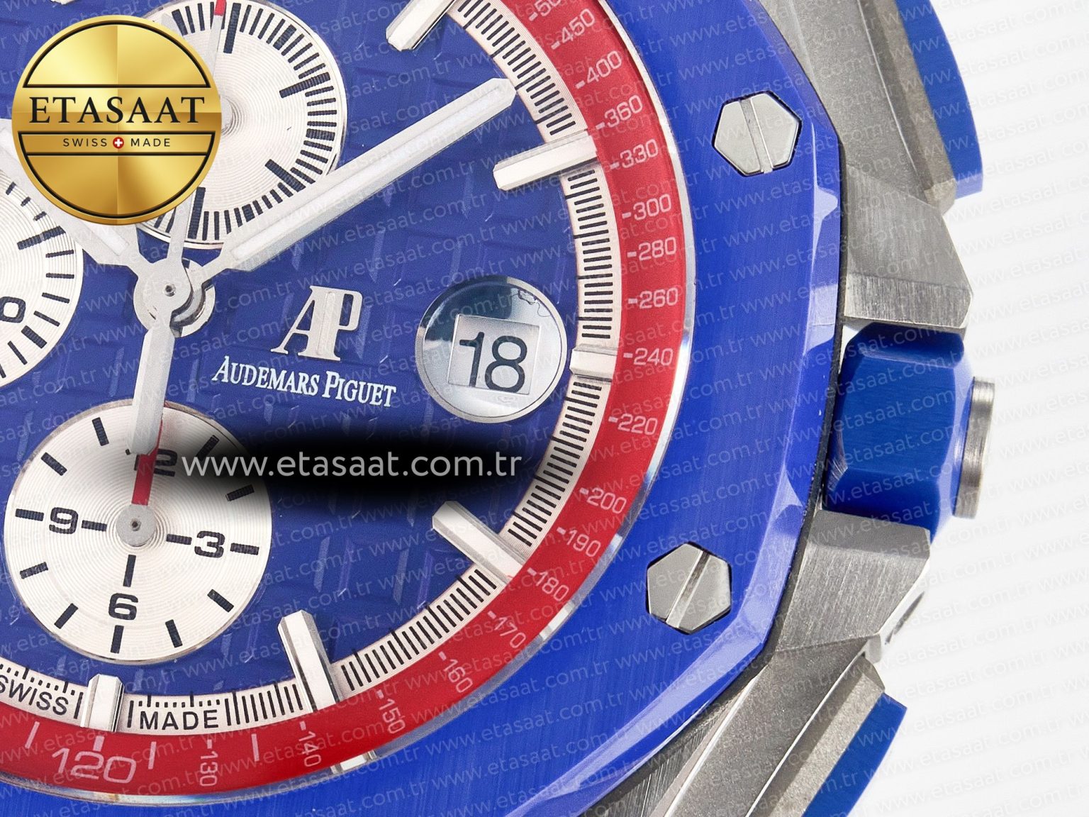 Royal Oak Offshore 44mm SS TKF 1:1 Best Edition Blue/Red Dial on Blue/Red Rubber Strap A3126 - Görsel 12
