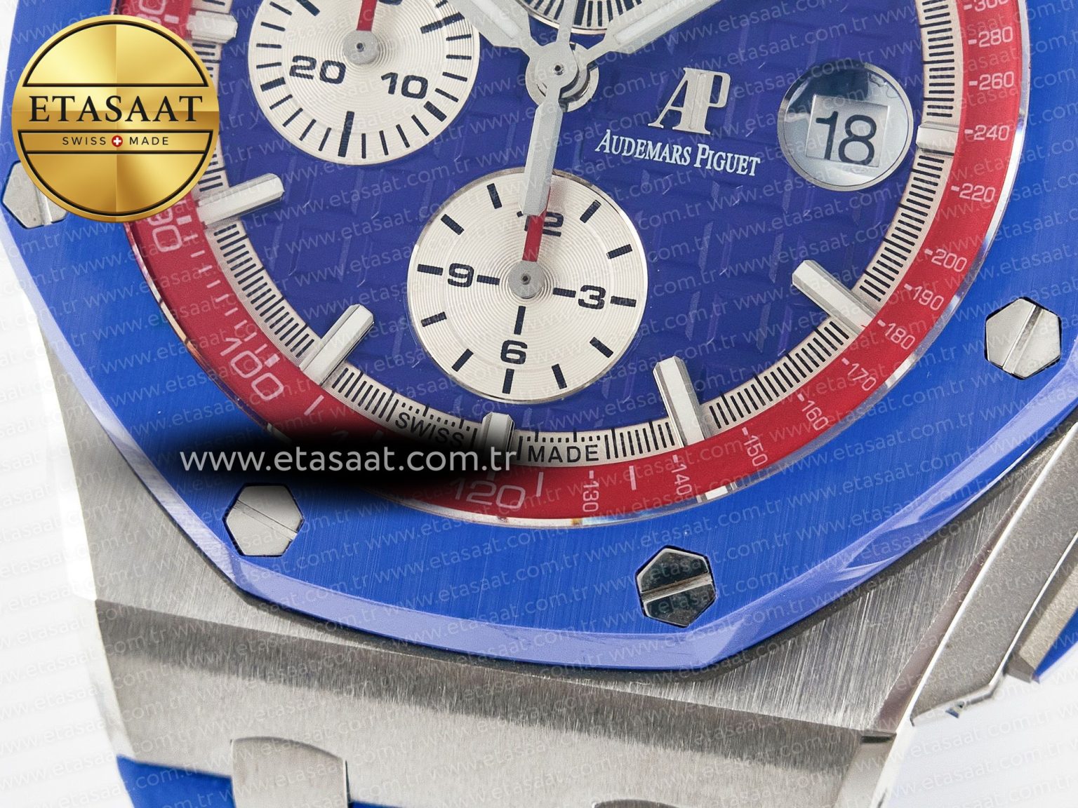 Royal Oak Offshore 44mm SS TKF 1:1 Best Edition Blue/Red Dial on Blue/Red Rubber Strap A3126 - Görsel 13