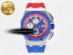 Royal Oak Offshore 44mm SS TKF 1:1 Best Edition Blue/Red Dial on Blue/Red Rubber Strap A3126 - Görsel 3