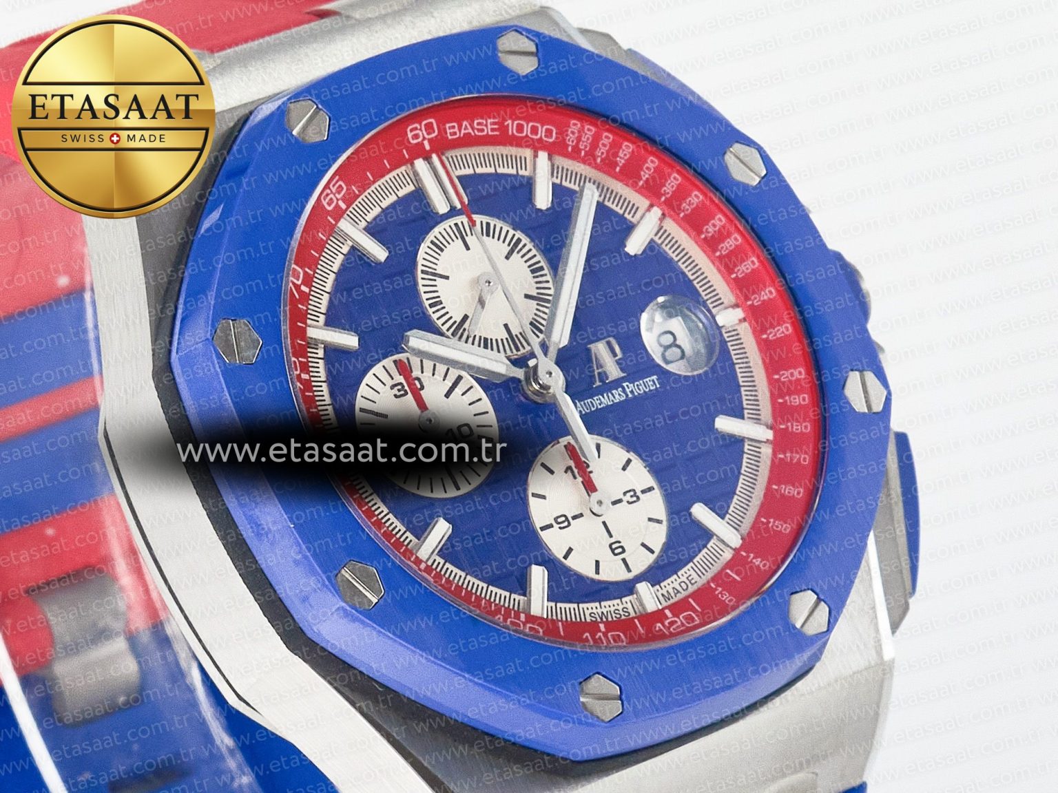 Royal Oak Offshore 44mm SS TKF 1:1 Best Edition Blue/Red Dial on Blue/Red Rubber Strap A3126 - Görsel 5