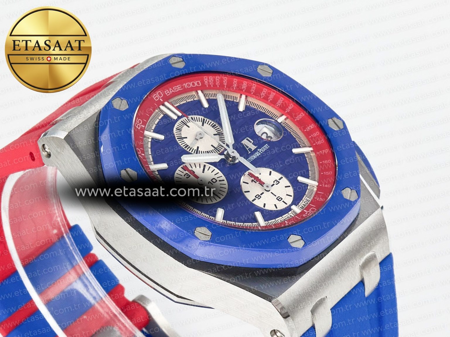 Royal Oak Offshore 44mm SS TKF 1:1 Best Edition Blue/Red Dial on Blue/Red Rubber Strap A3126 - Görsel 7