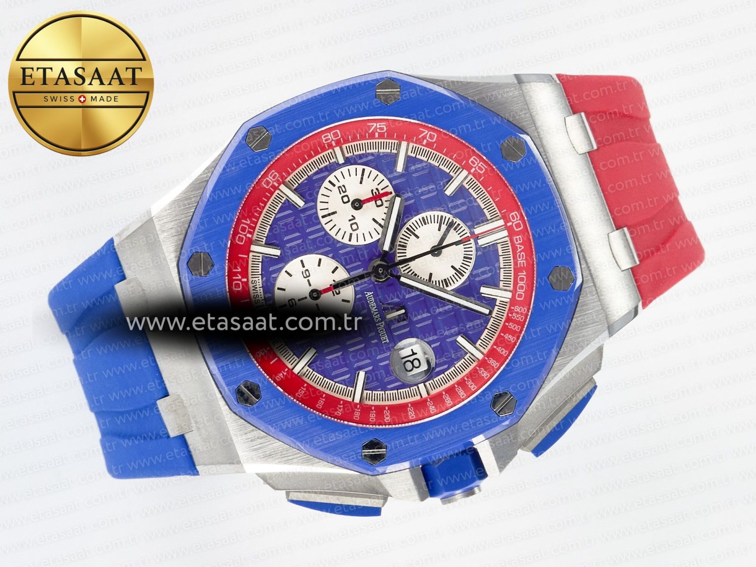 Royal Oak Offshore 44mm SS TKF 1:1 Best Edition Blue/Red Dial on Blue/Red Rubber Strap A3126 - Görsel 8