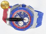 Royal Oak Offshore 44mm SS TKF 1:1 Best Edition Blue/Red Dial on Blue/Red Rubber Strap A3126 - Görsel 9