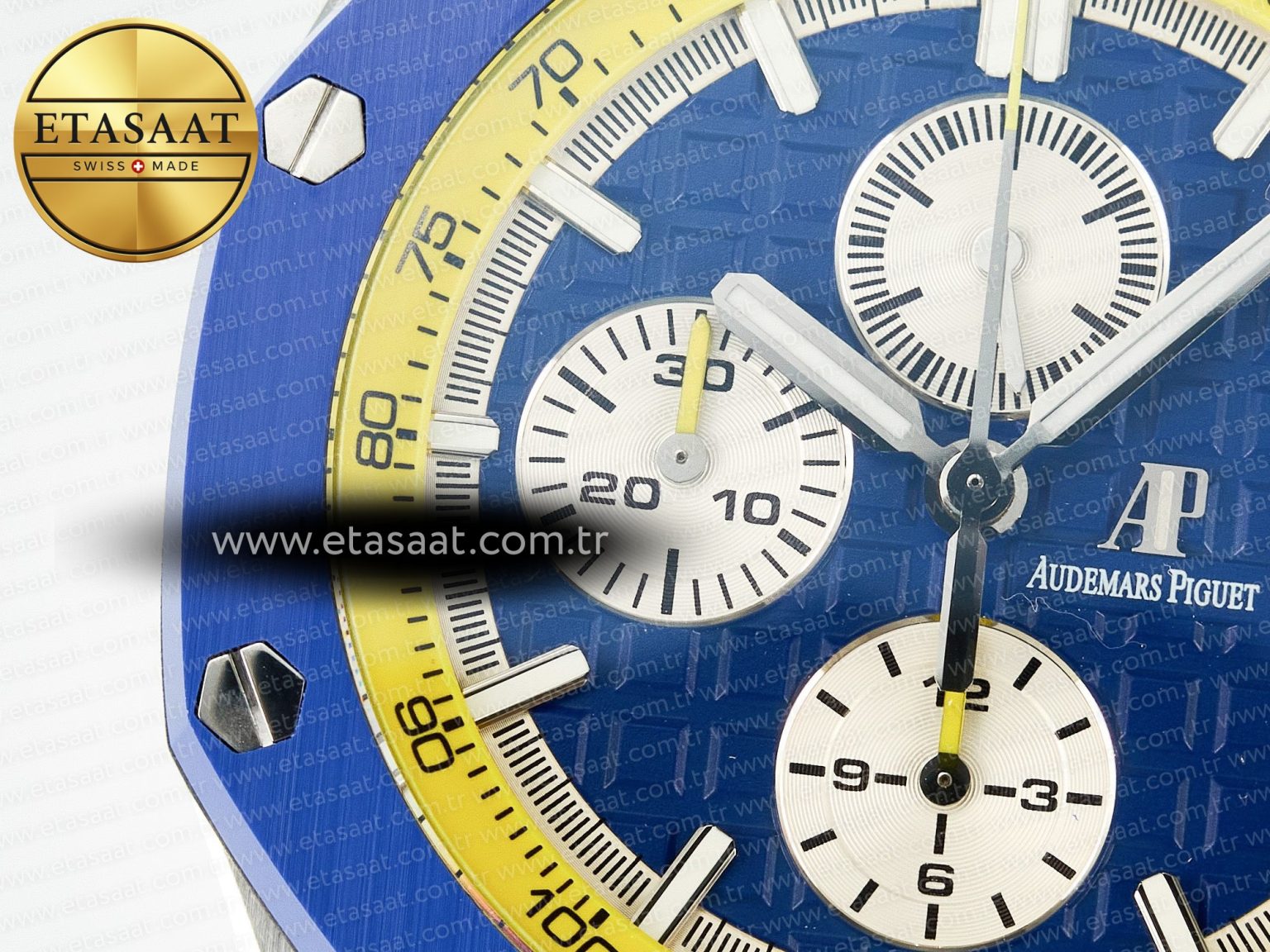 Royal Oak Offshore 44mm SS TKF 1:1 Best Edition Blue/Yellow Dial on Blue/Yellow Rubber Strap A3126 - Görsel 10