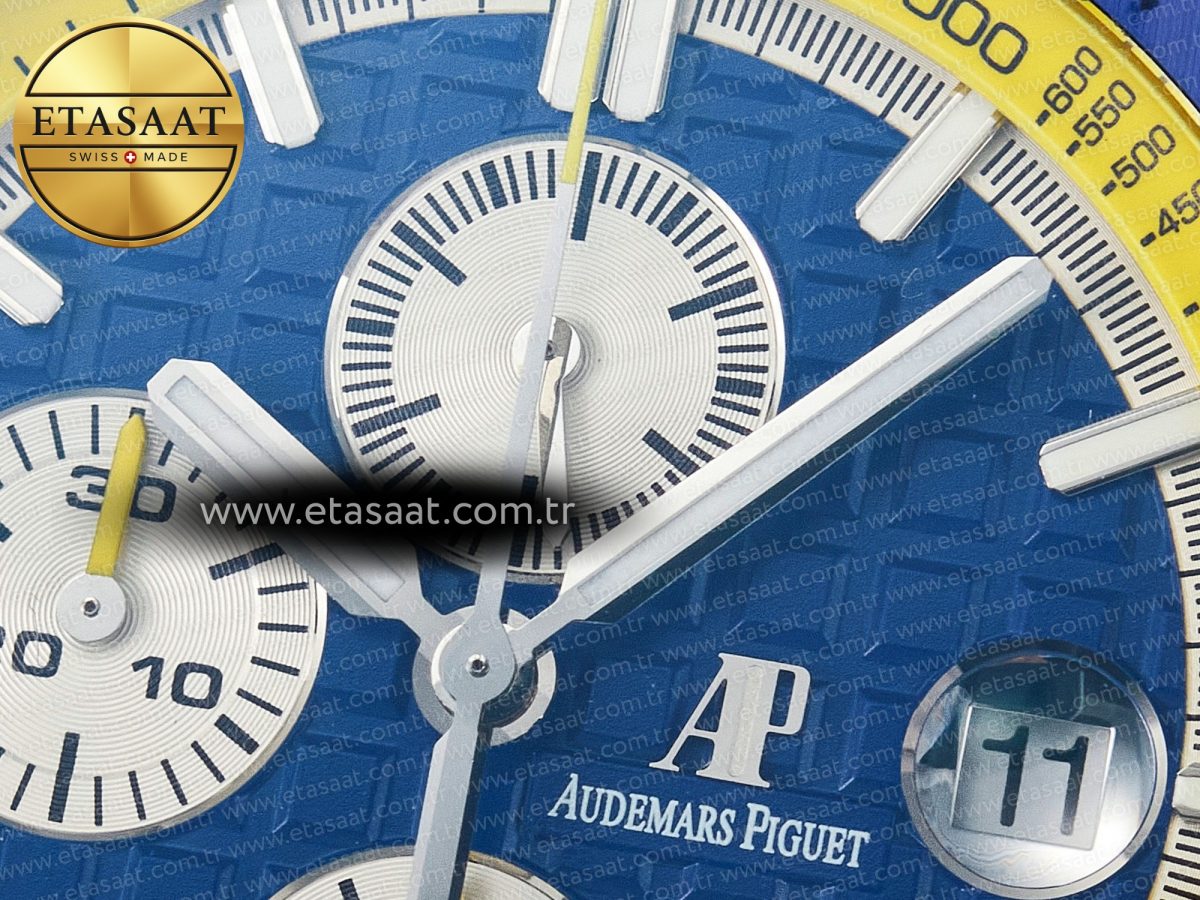 Royal Oak Offshore 44mm SS TKF 1:1 Best Edition Blue/Yellow Dial on Blue/Yellow Rubber Strap A3126 - Görsel 11