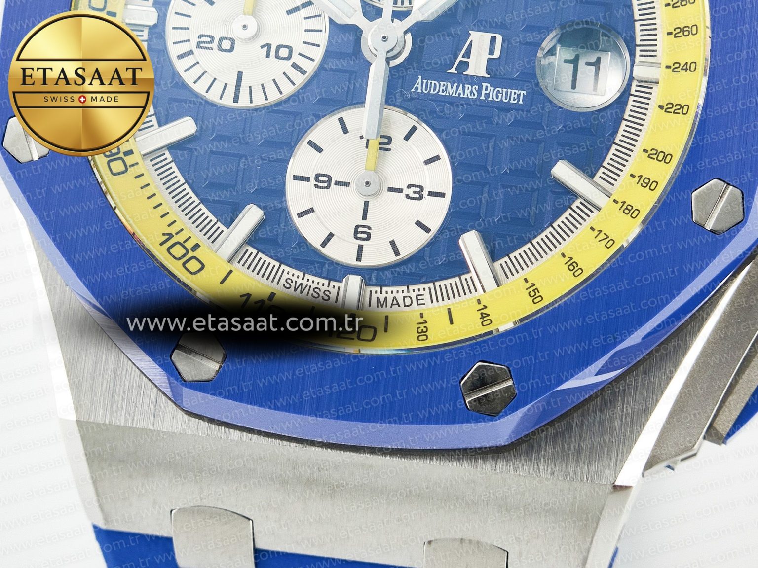 Royal Oak Offshore 44mm SS TKF 1:1 Best Edition Blue/Yellow Dial on Blue/Yellow Rubber Strap A3126 - Görsel 13