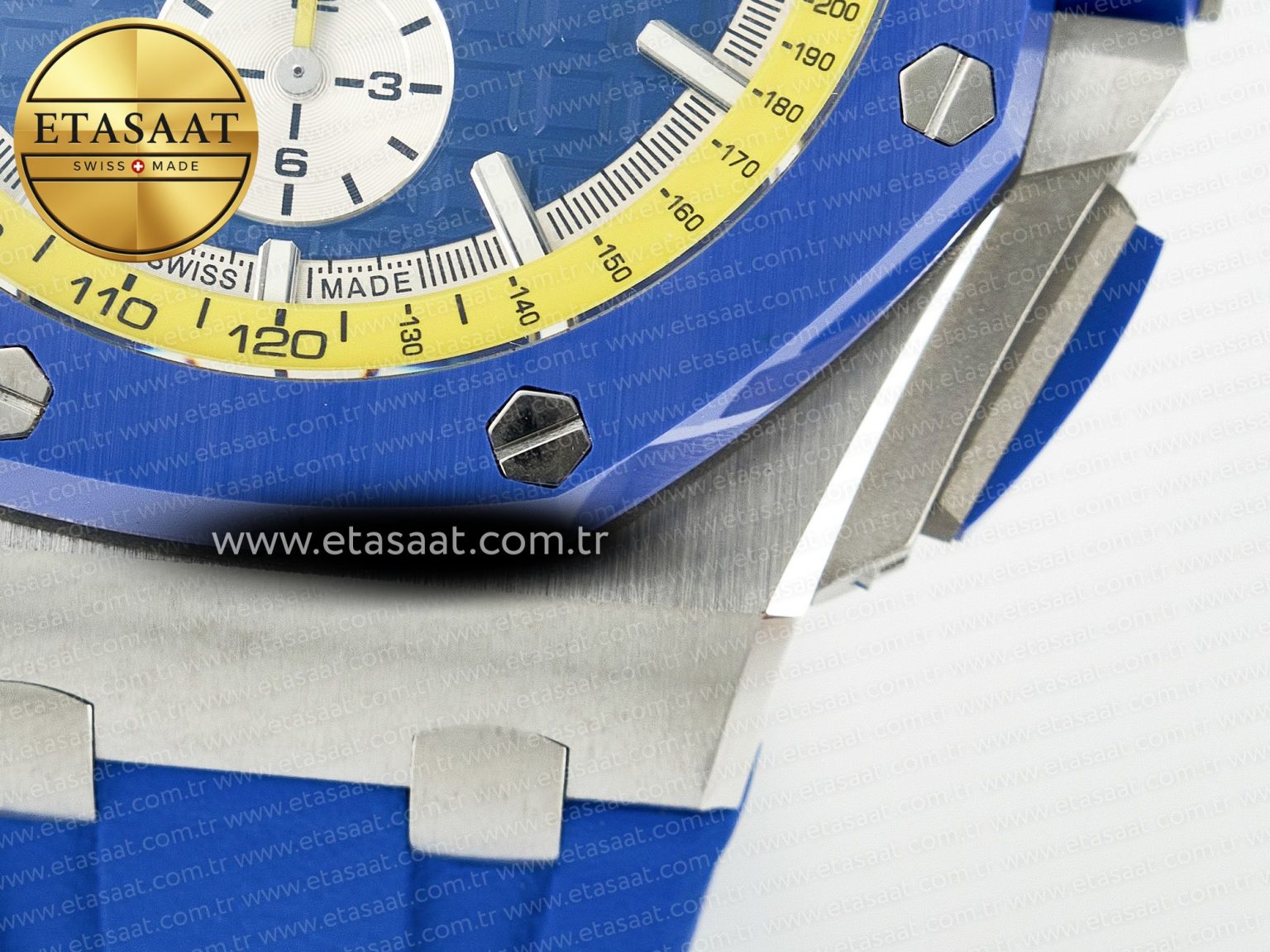 Royal Oak Offshore 44mm SS TKF 1:1 Best Edition Blue/Yellow Dial on Blue/Yellow Rubber Strap A3126 - Görsel 14