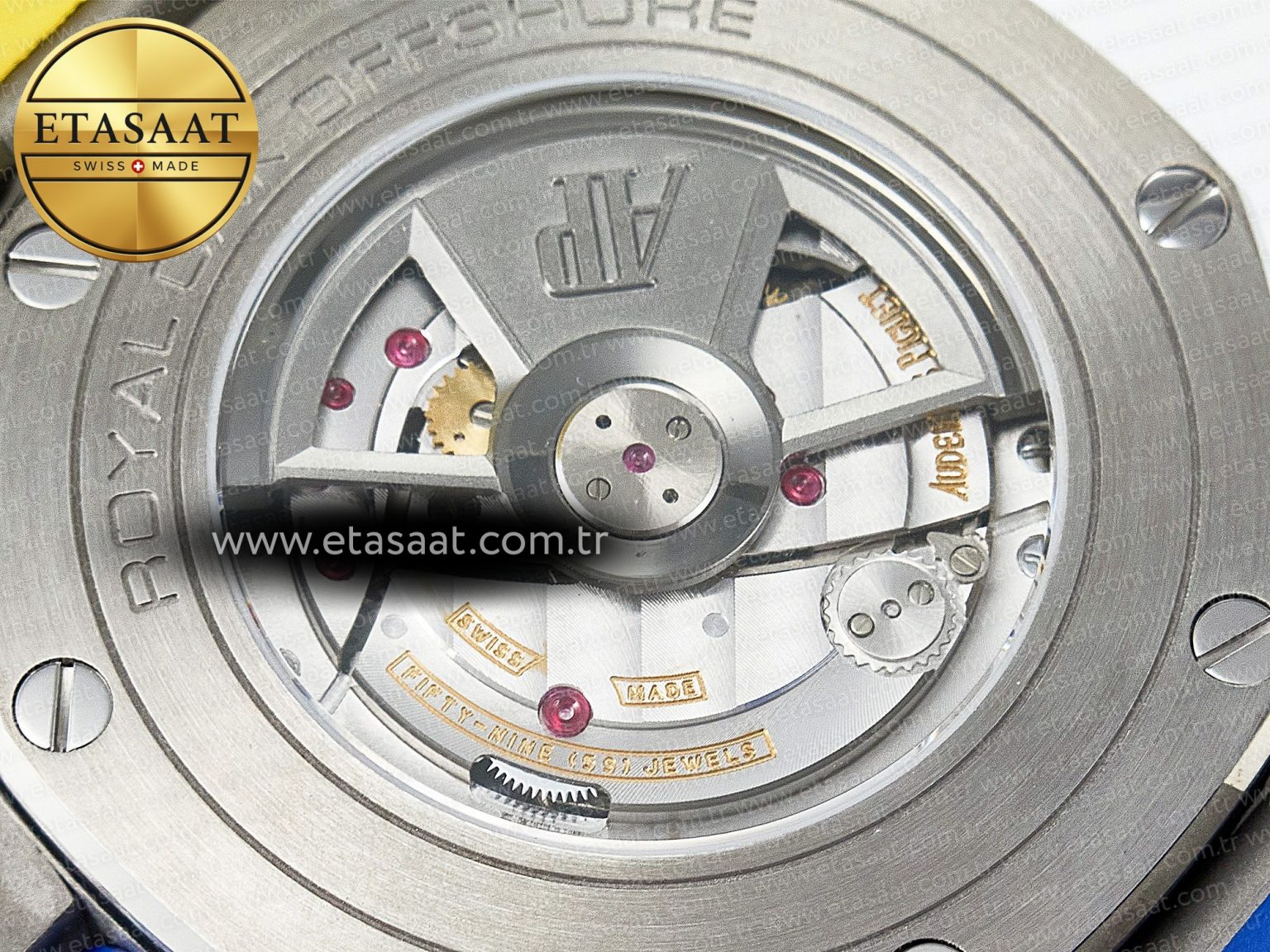 Royal Oak Offshore 44mm SS TKF 1:1 Best Edition Blue/Yellow Dial on Blue/Yellow Rubber Strap A3126 - Görsel 19