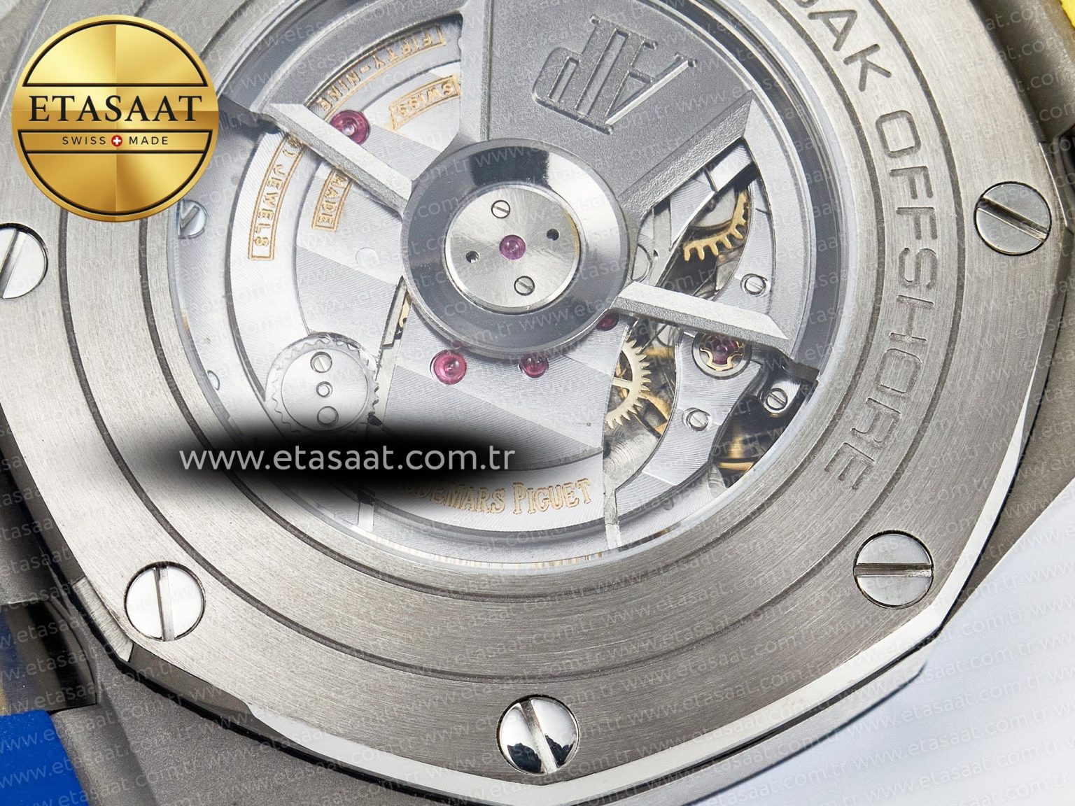 Royal Oak Offshore 44mm SS TKF 1:1 Best Edition Blue/Yellow Dial on Blue/Yellow Rubber Strap A3126 - Görsel 21