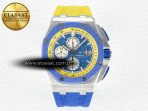 Royal Oak Offshore 44mm SS TKF 1:1 Best Edition Blue/Yellow Dial on Blue/Yellow Rubber Strap A3126 - Görsel 3