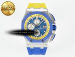 Royal Oak Offshore 44mm SS TKF 1:1 Best Edition Blue/Yellow Dial on Blue/Yellow Rubber Strap A3126 - Görsel 3