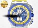 Royal Oak Offshore 44mm SS TKF 1:1 Best Edition Blue/Yellow Dial on Blue/Yellow Rubber Strap A3126 - Görsel 4