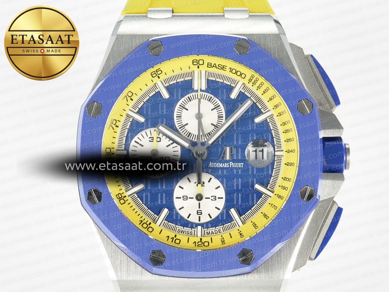 Royal Oak Offshore 44mm SS TKF 1:1 Best Edition Blue/Yellow Dial on Blue/Yellow Rubber Strap A3126 - Görsel 4