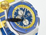 Royal Oak Offshore 44mm SS TKF 1:1 Best Edition Blue/Yellow Dial on Blue/Yellow Rubber Strap A3126 - Görsel 5