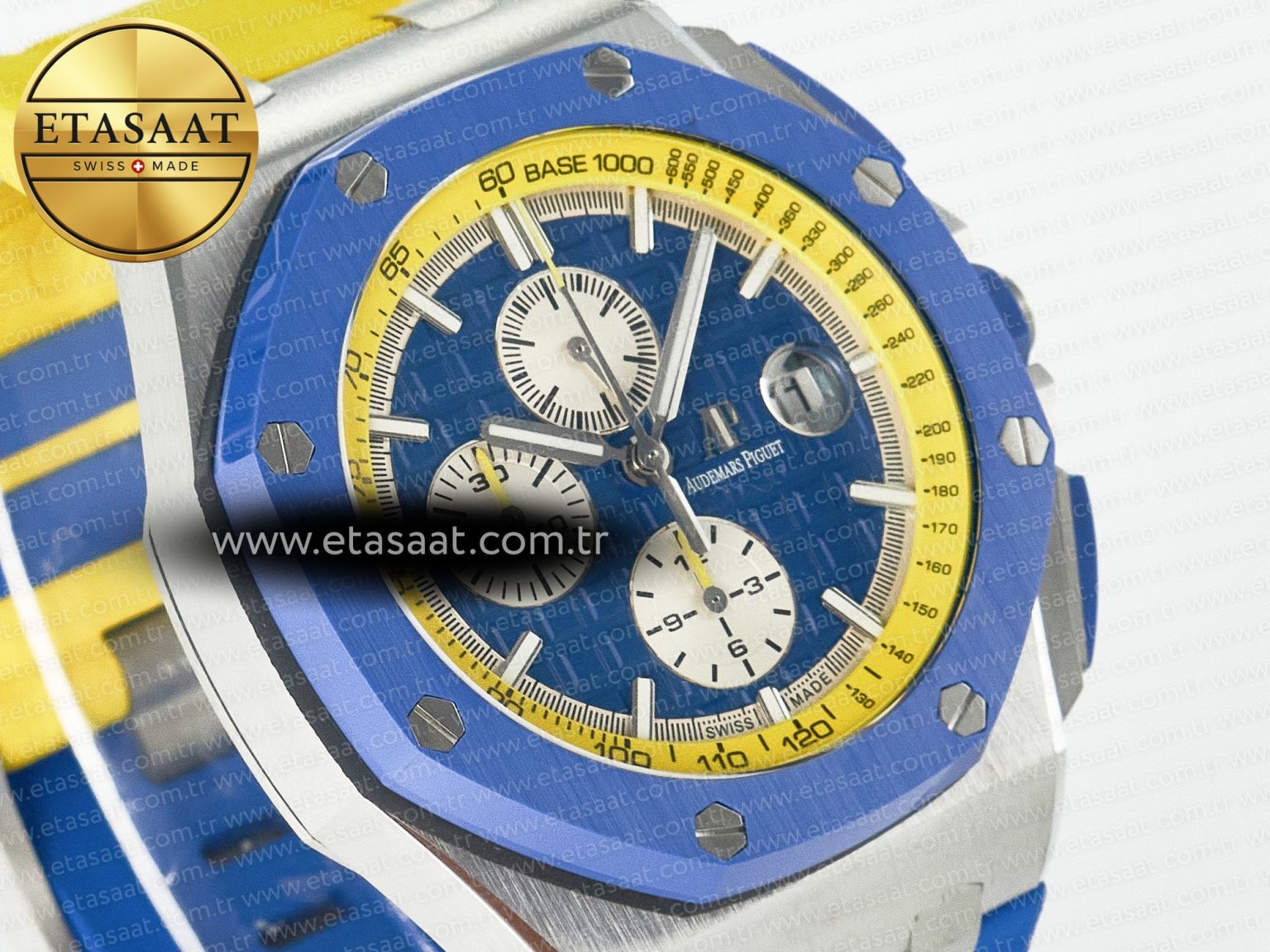Royal Oak Offshore 44mm SS TKF 1:1 Best Edition Blue/Yellow Dial on Blue/Yellow Rubber Strap A3126 - Görsel 5