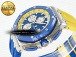 Royal Oak Offshore 44mm SS TKF 1:1 Best Edition Blue/Yellow Dial on Blue/Yellow Rubber Strap A3126 - Görsel 6
