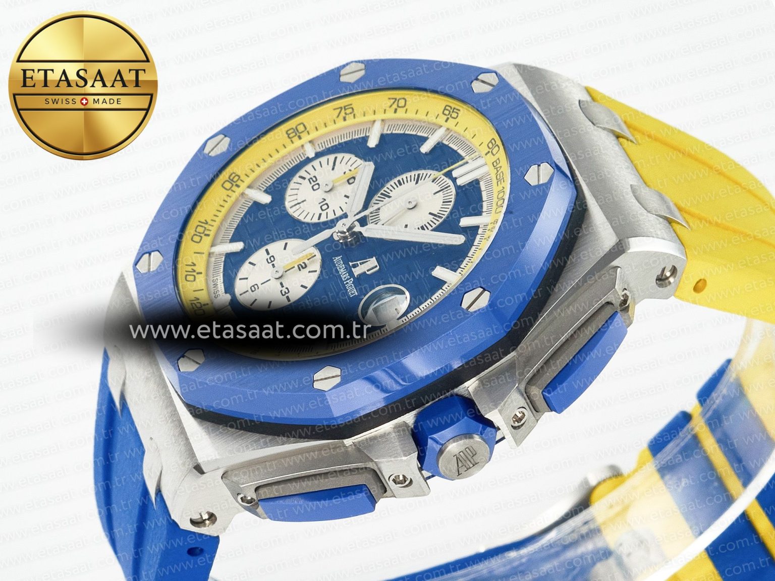 Royal Oak Offshore 44mm SS TKF 1:1 Best Edition Blue/Yellow Dial on Blue/Yellow Rubber Strap A3126 - Görsel 6