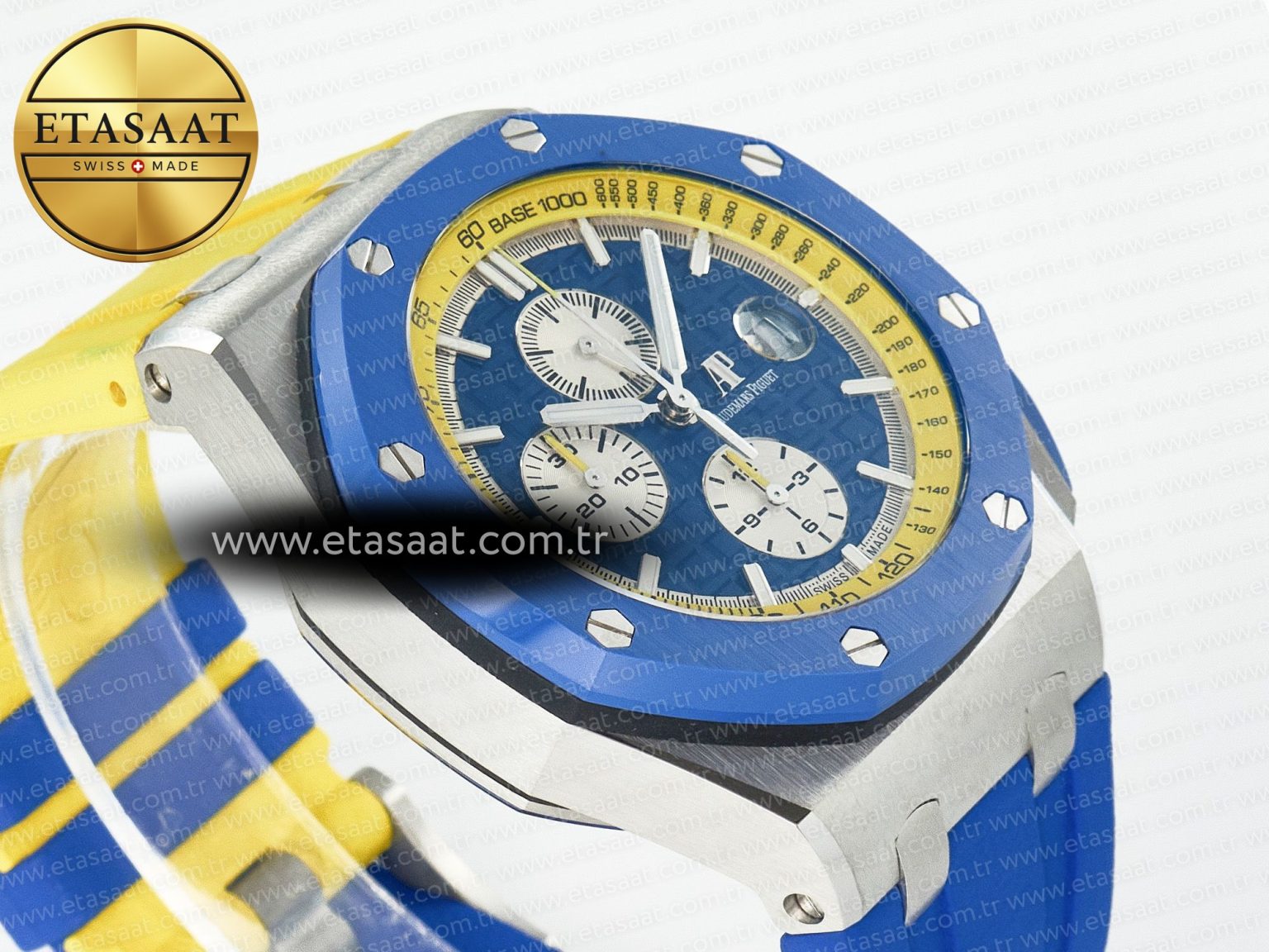 Royal Oak Offshore 44mm SS TKF 1:1 Best Edition Blue/Yellow Dial on Blue/Yellow Rubber Strap A3126 - Görsel 7