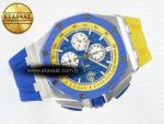 Royal Oak Offshore 44mm SS TKF 1:1 Best Edition Blue/Yellow Dial on Blue/Yellow Rubber Strap A3126 - Görsel 8