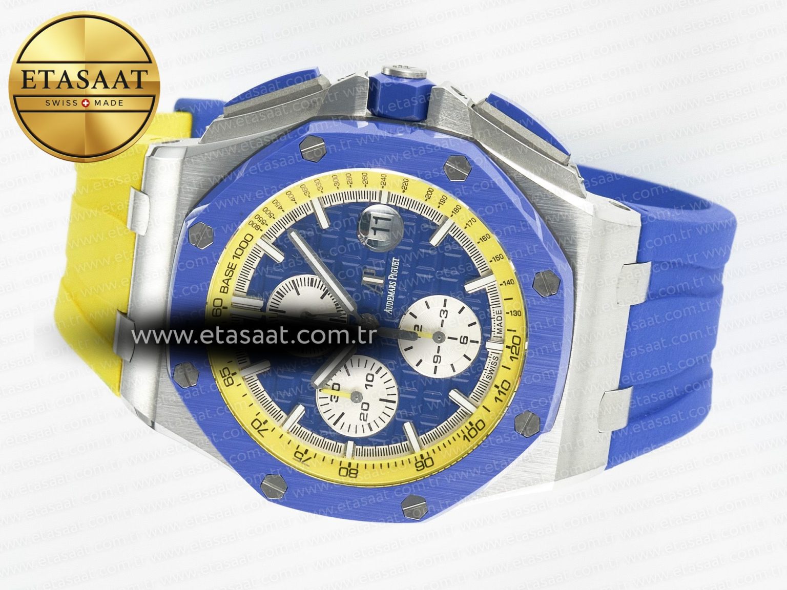 Royal Oak Offshore 44mm SS TKF 1:1 Best Edition Blue/Yellow Dial on Blue/Yellow Rubber Strap A3126 - Görsel 9