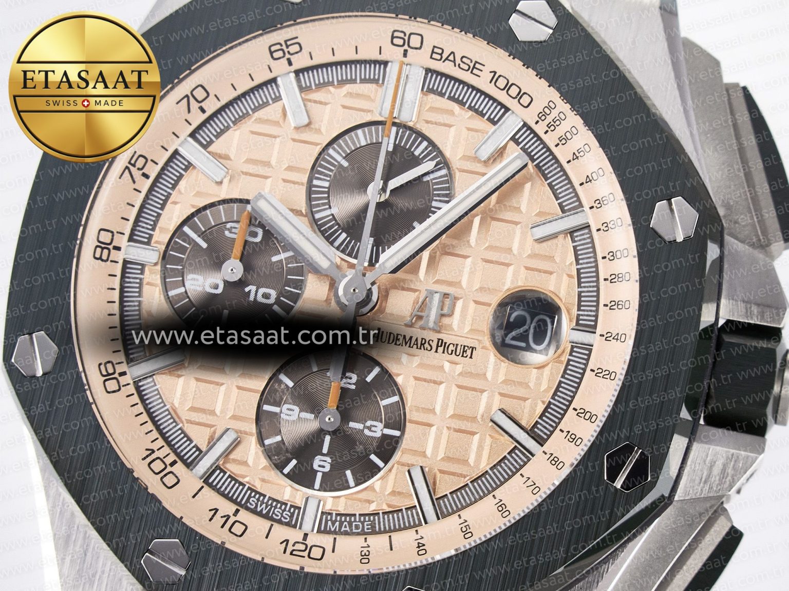 Royal Oak Offshore 44mm SS TKF 1:1 Best Edition Cream Dial on Green Camou Rubber Strap A3126 - Görsel 10