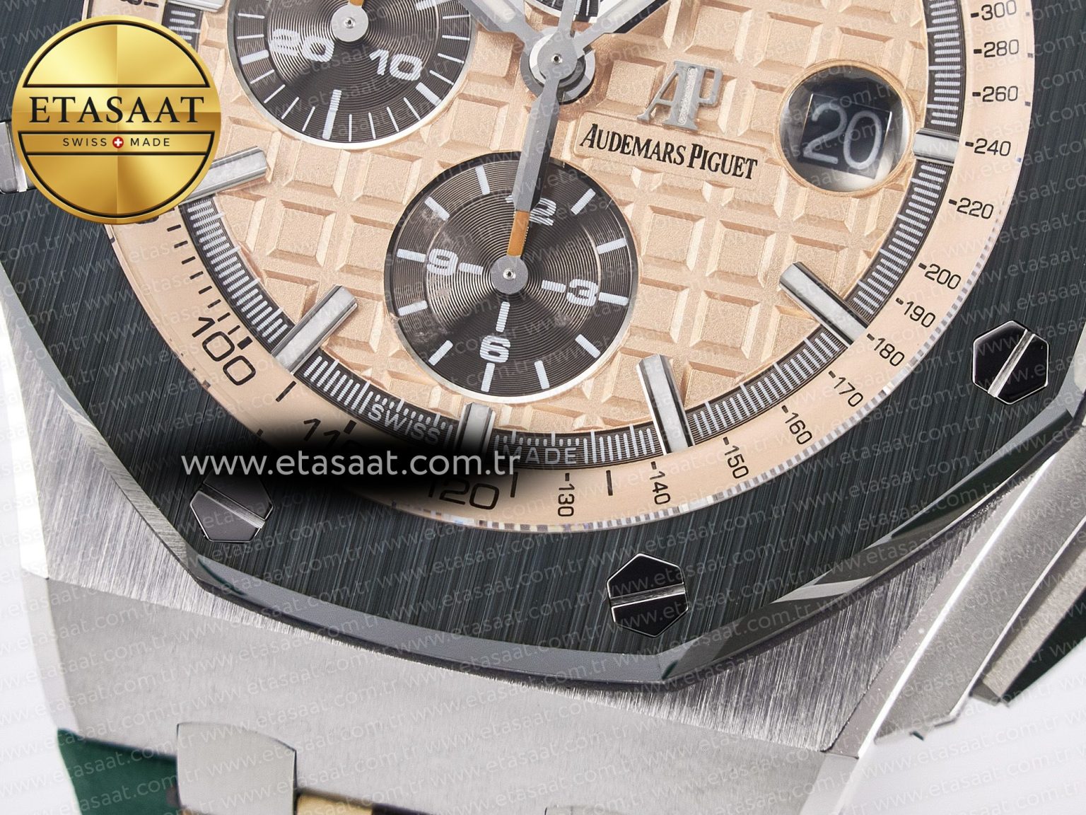 Royal Oak Offshore 44mm SS TKF 1:1 Best Edition Cream Dial on Green Camou Rubber Strap A3126 - Görsel 14